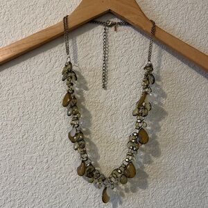 Chico’s 34” Beaded Necklace on antique gold tone look chunky chain, adjustable